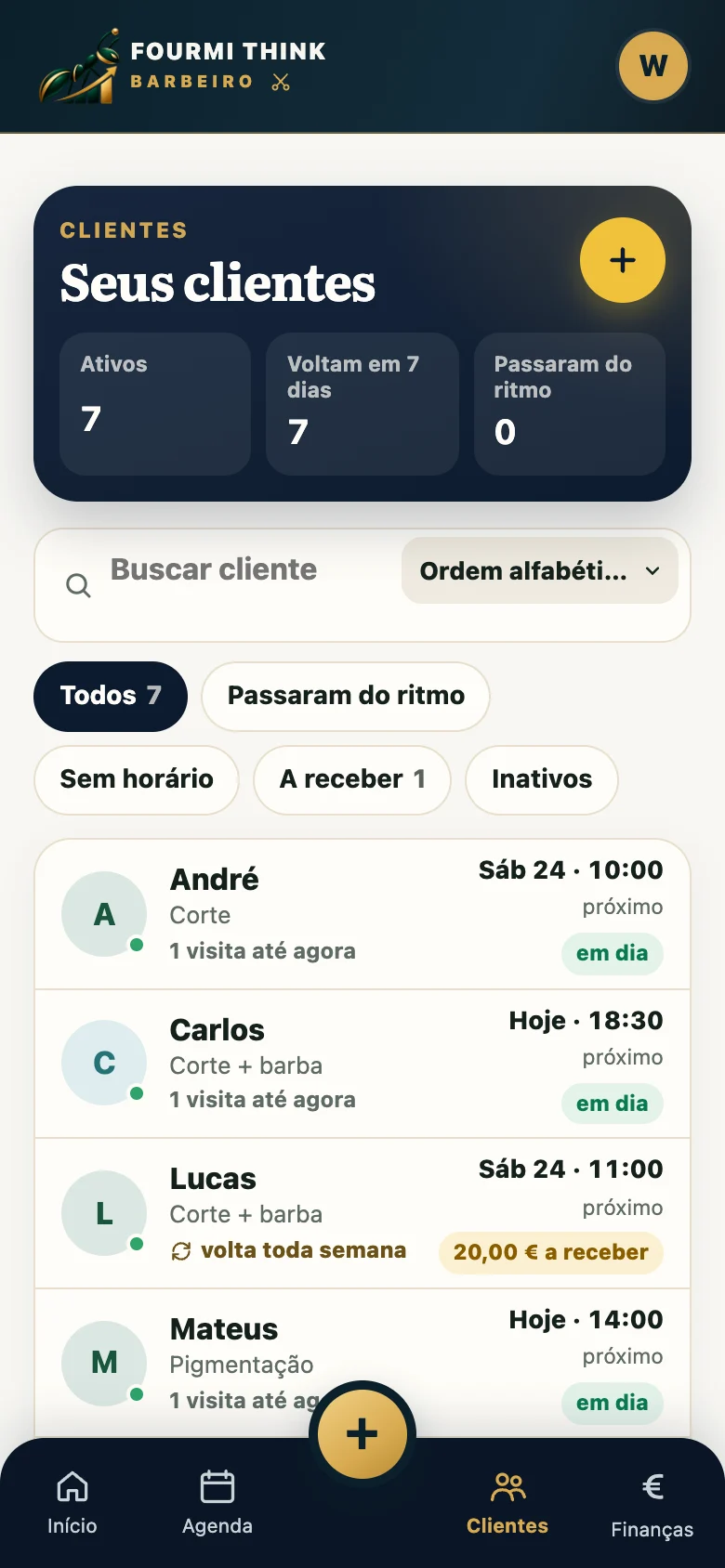 Lista de clientes do Barbeiro